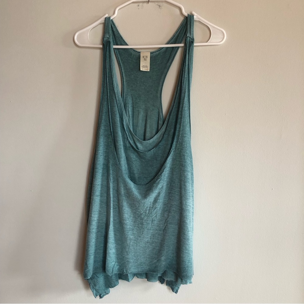 Free People We The Free Drapey Open Back Tank Top Large Blue